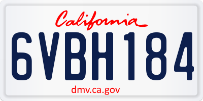 CA license plate 6VBH184