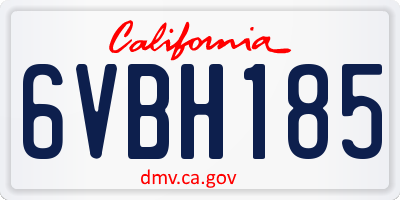 CA license plate 6VBH185