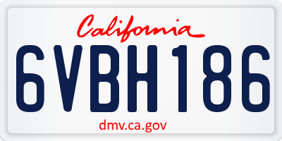CA license plate 6VBH186