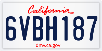 CA license plate 6VBH187