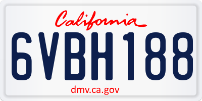CA license plate 6VBH188