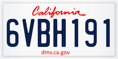 CA license plate 6VBH191