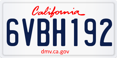 CA license plate 6VBH192
