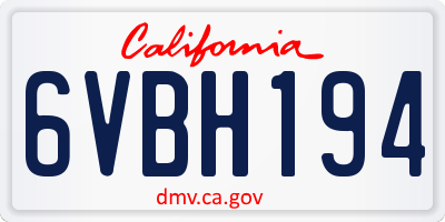CA license plate 6VBH194