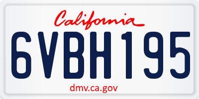 CA license plate 6VBH195