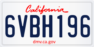 CA license plate 6VBH196