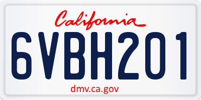 CA license plate 6VBH201