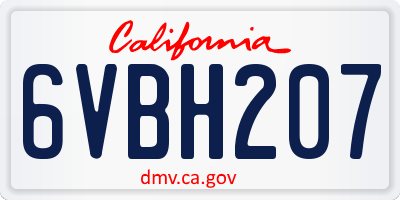 CA license plate 6VBH207