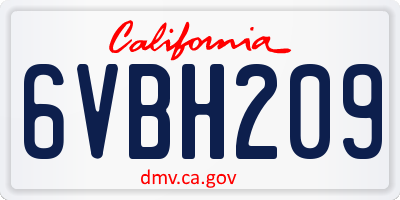 CA license plate 6VBH209