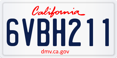 CA license plate 6VBH211