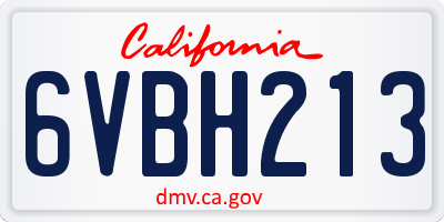 CA license plate 6VBH213