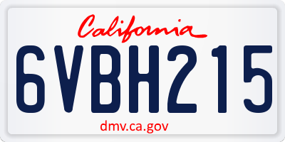 CA license plate 6VBH215