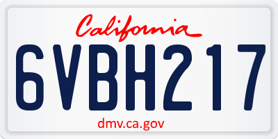 CA license plate 6VBH217
