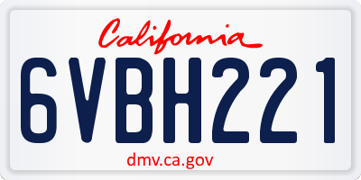 CA license plate 6VBH221