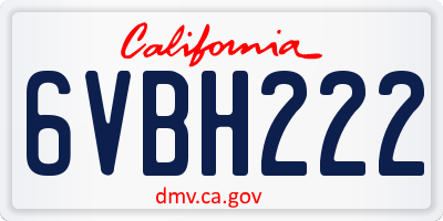 CA license plate 6VBH222