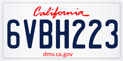 CA license plate 6VBH223