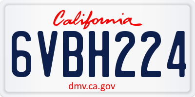 CA license plate 6VBH224