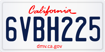 CA license plate 6VBH225