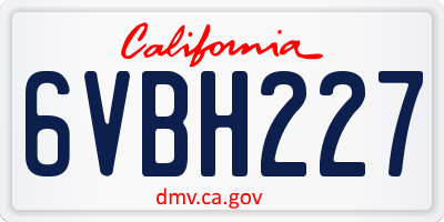 CA license plate 6VBH227
