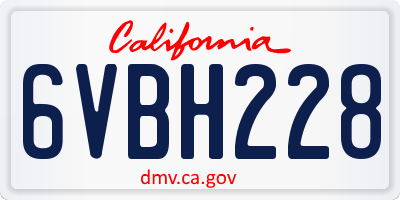 CA license plate 6VBH228
