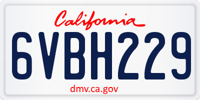 CA license plate 6VBH229