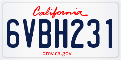 CA license plate 6VBH231