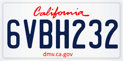 CA license plate 6VBH232