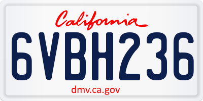 CA license plate 6VBH236