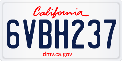 CA license plate 6VBH237