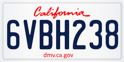 CA license plate 6VBH238
