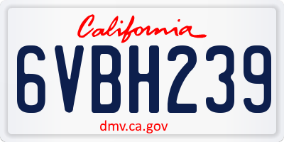 CA license plate 6VBH239