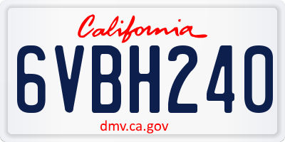 CA license plate 6VBH240
