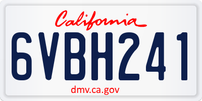 CA license plate 6VBH241