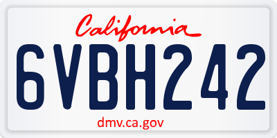 CA license plate 6VBH242