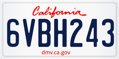 CA license plate 6VBH243