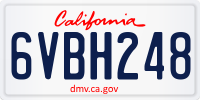 CA license plate 6VBH248