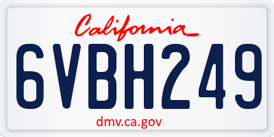 CA license plate 6VBH249
