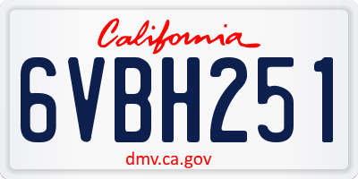 CA license plate 6VBH251