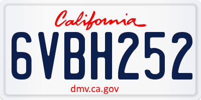 CA license plate 6VBH252