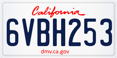 CA license plate 6VBH253