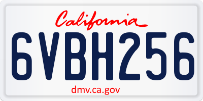 CA license plate 6VBH256
