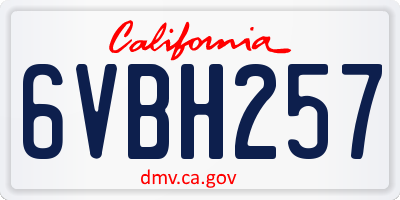CA license plate 6VBH257