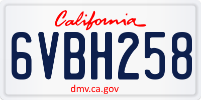 CA license plate 6VBH258