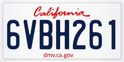 CA license plate 6VBH261