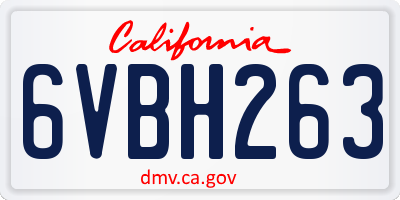 CA license plate 6VBH263