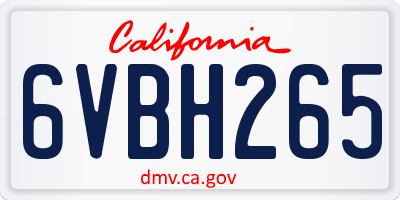CA license plate 6VBH265