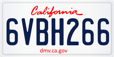 CA license plate 6VBH266