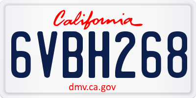 CA license plate 6VBH268