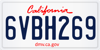 CA license plate 6VBH269