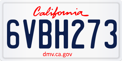 CA license plate 6VBH273